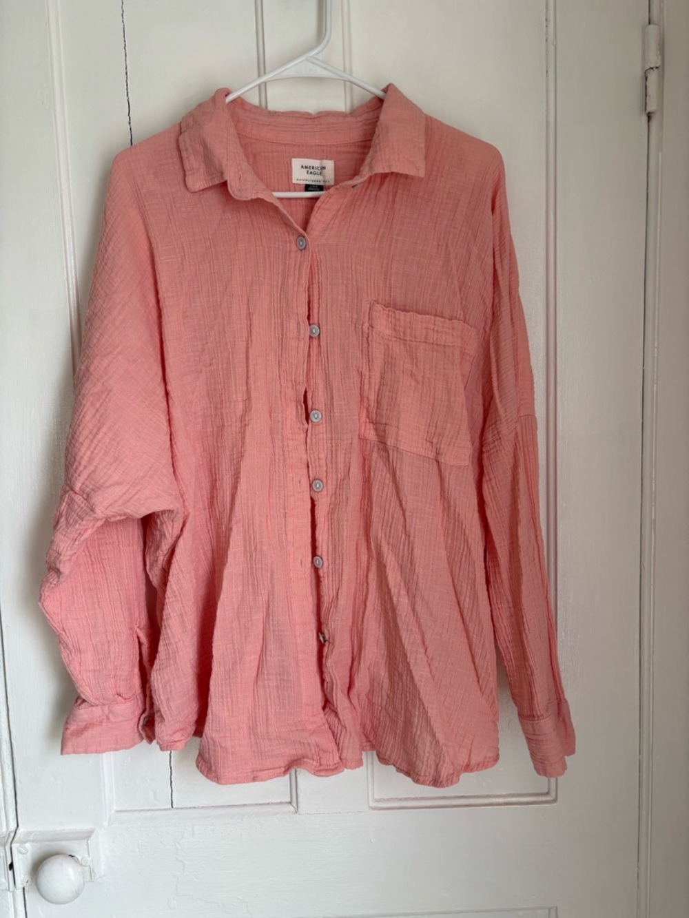 American Eagle Outfitters Coral Pink Button-Down Shirt